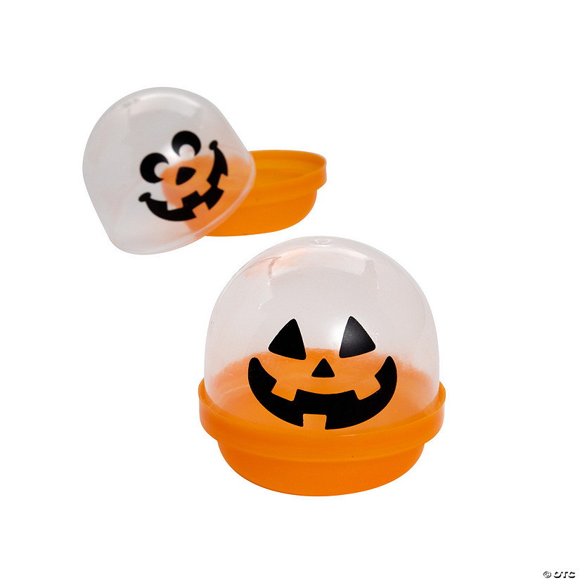 Halloween Jack-o&#8217;-Lantern BPA-Free Plastic Favor Capsules - 12 Pc. Image