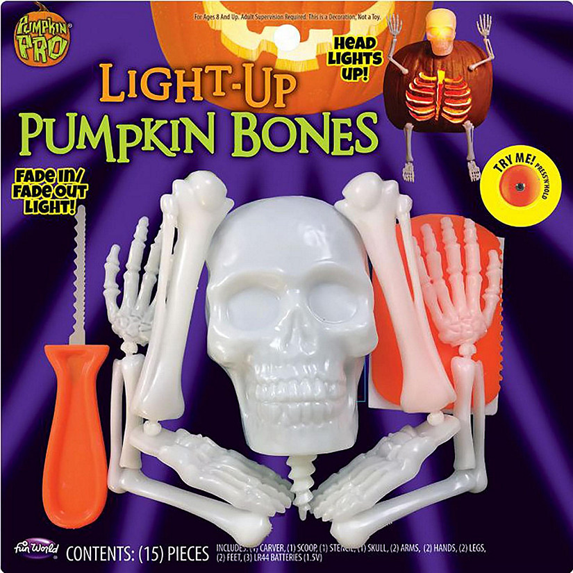 Halloween Light Up Skellington Bones Pumpkin Carving & Decorating Kit Image