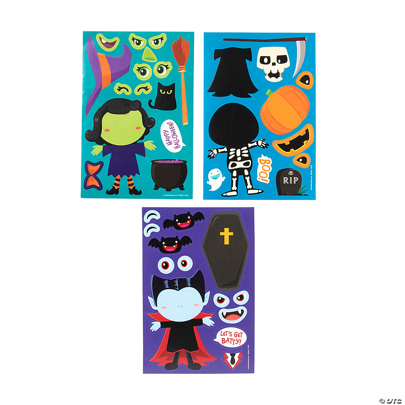Halloween Make-a-Character Sticker Sheets - 12 Pc. Image