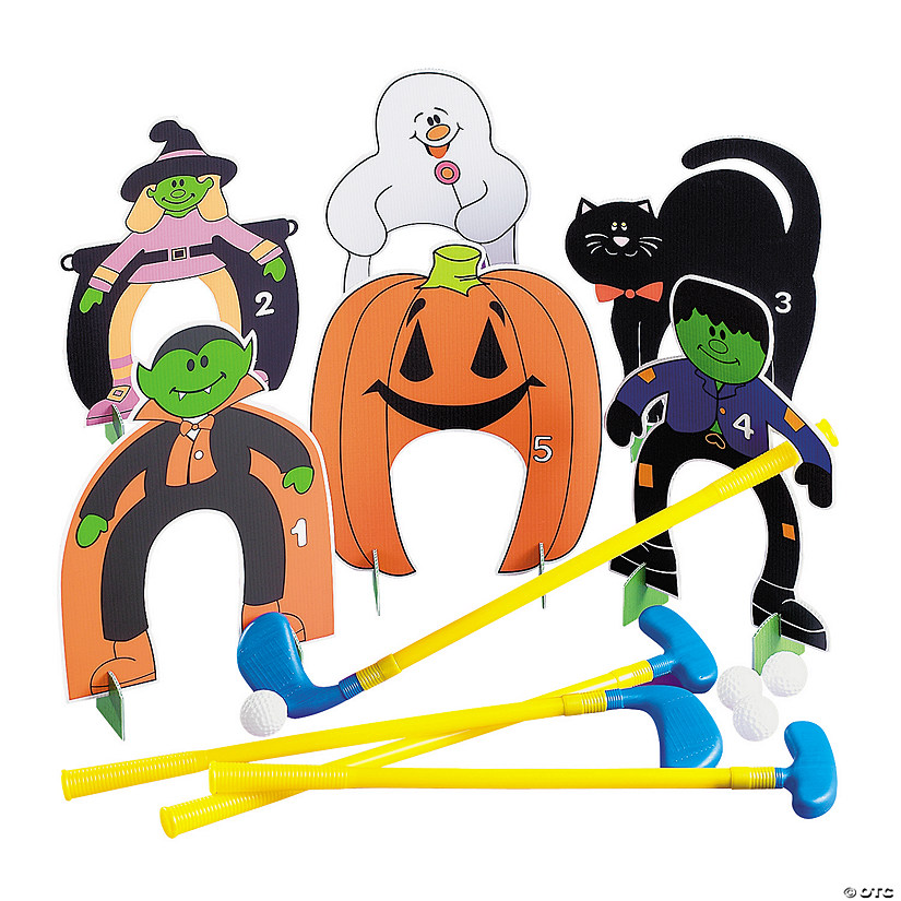 Halloween Mini Golf Game with Plastic Stand-Ups & Clubs for 4 Image