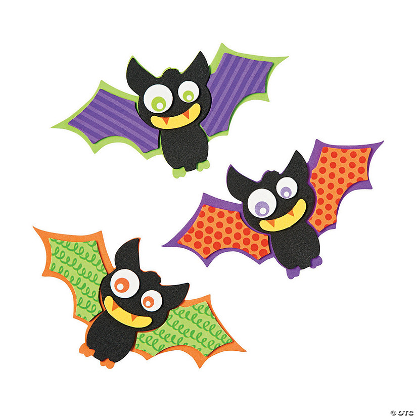 Halloween Patterned Bat Magnet Craft Kit - Makes 12 Image