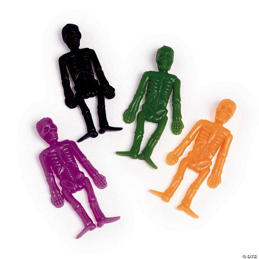 Halloween Stretch Black, Orange, Green & Purple Skeletons - 36 Pc. Image