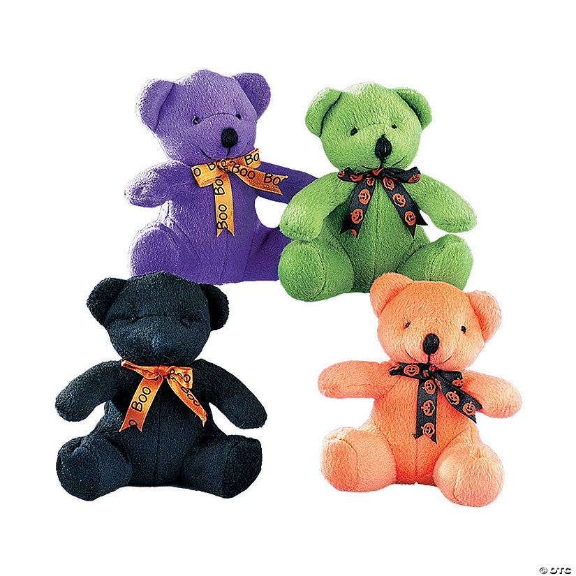 Halloween Stuffed Bears with Ribbon - 12 Pc. Image