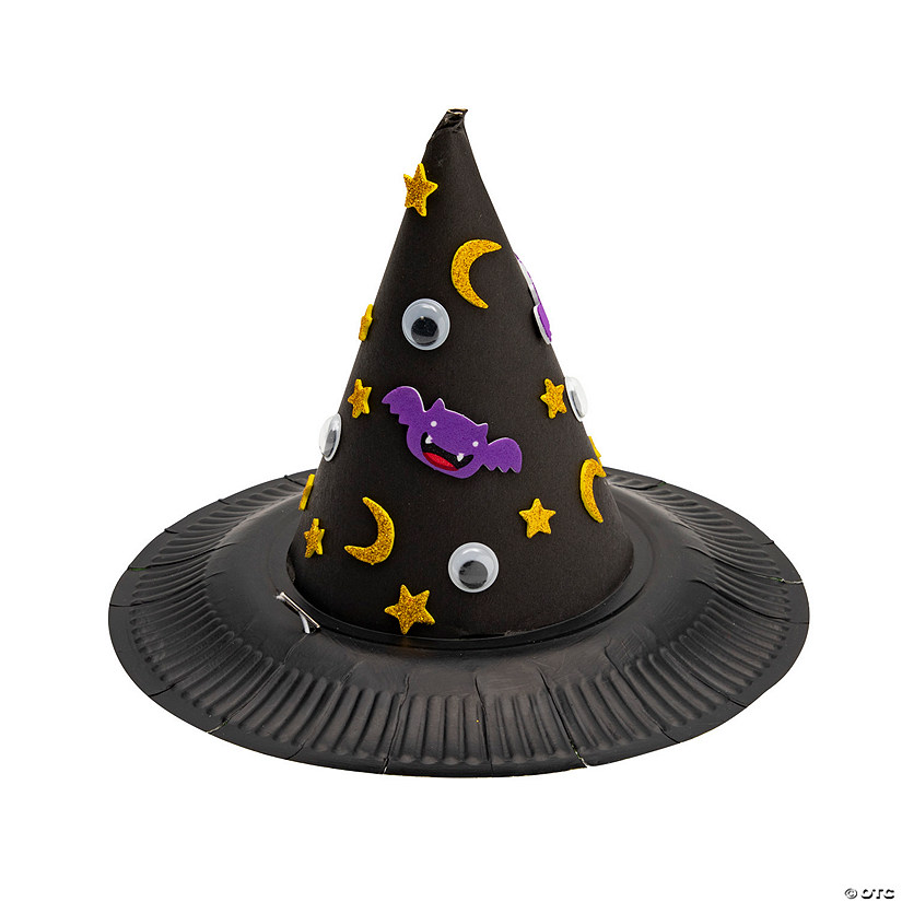Halloween Witch Paper Plate Hat Craft Kit - Makes 12 Image