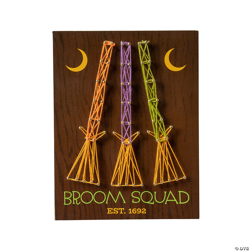Halloween Witch&#8217;s Broom String Art Sign Image