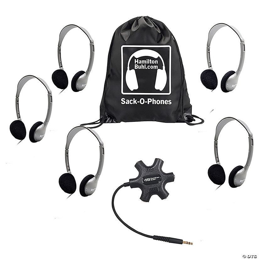 HamiltonBuhl Galaxy Econo-Line of Sack-O-Phones with 5 Personal-Sized HA2 Headphones, Starfish Jackbox and Carry Bag Image