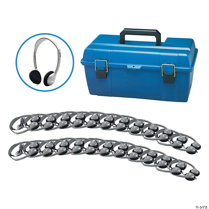 HamiltonBuhl Hamilton Personal Headphone Lab Pack with Foam Ear Cushions, Pack of 24 with Carrying Case Image
