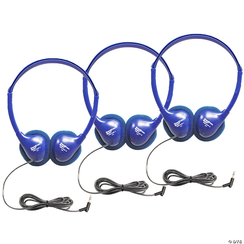 HamiltonBuhl Kids On-Ear Blue Stereo Headphone, Pack of 3 Image
