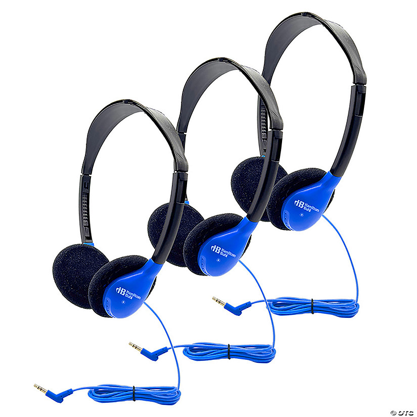 HamiltonBuhl Personal On-Ear Stereo Headphone, Blue, Pack of 3 Image