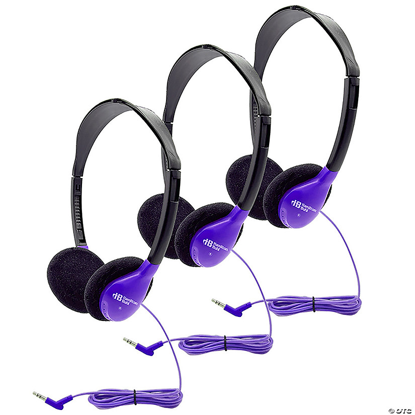 HamiltonBuhl Personal On-Ear Stereo Headphone, Purple, Pack of 3 Image