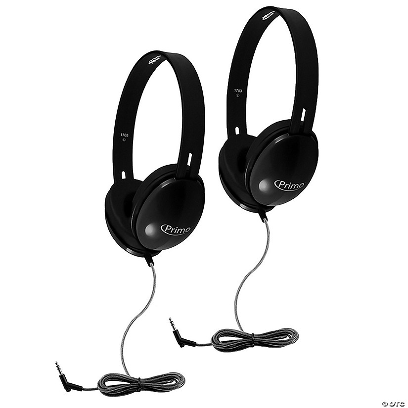 HamiltonBuhl Primo Stereo Headphones, Black, Pack of 2 Image