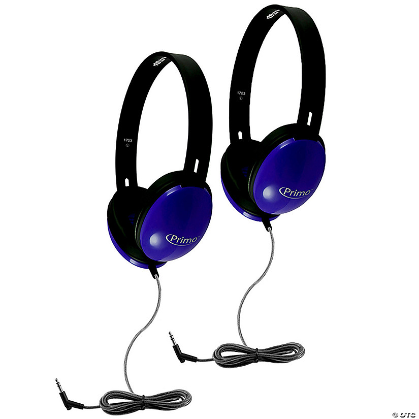 HamiltonBuhl Primo Stereo Headphones, Blue, Pack of 2 Image