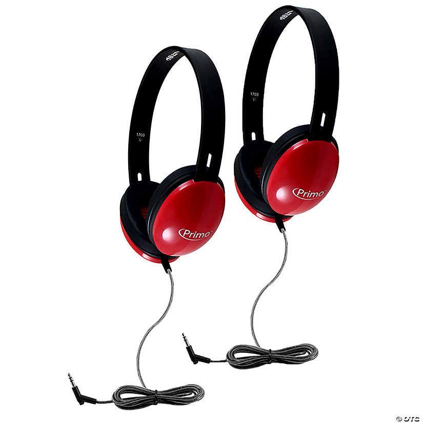 HamiltonBuhl Primo Stereo Headphones, Red, Pack of 2 Image