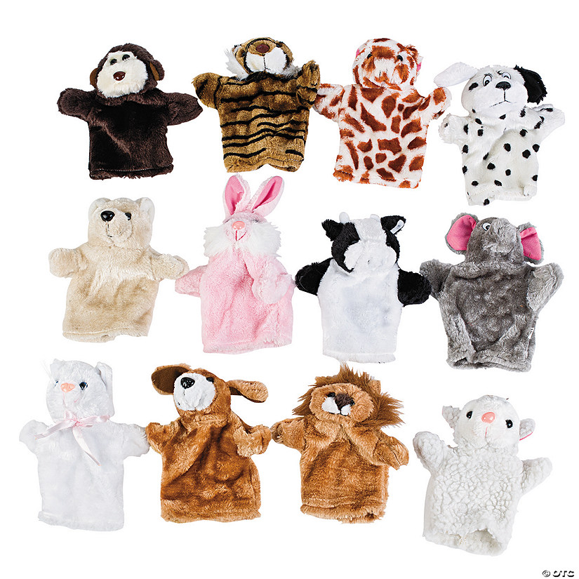 Hand Puppet Wild & Farm Stuffed Animals - 12 Pc. Image