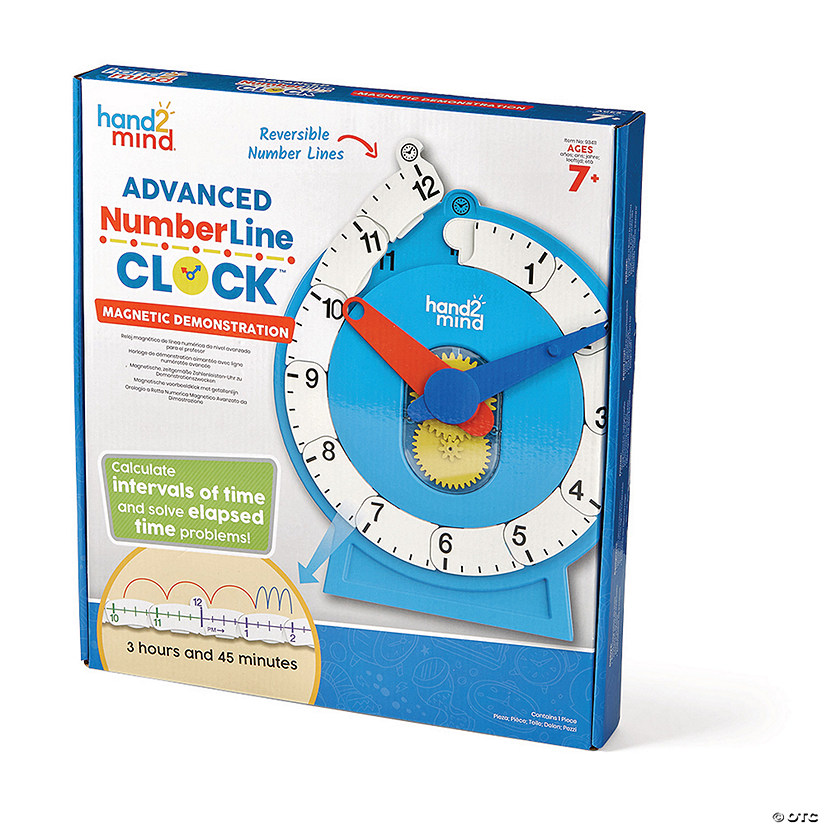Hand2Mind Magnetic Demonstration Advanced NumberLine Clock Image