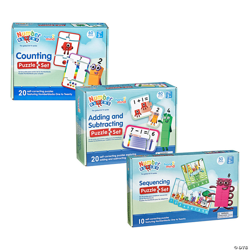 Hand2Mind Numberblocks Puzzle Set 3-Pack, Counting, Addition & Subtraction, Sequencing Image