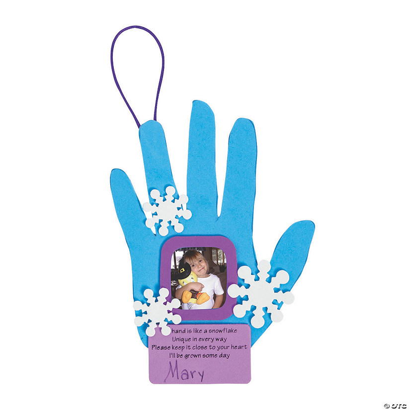 Handprint Snowflake Picture Frame Christmas Ornament Craft Kit - Makes 12 Image
