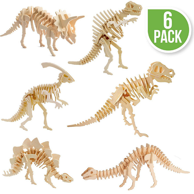 HandsCraft DIY 3D Wood Puzzle 6 Assorted Dinosaur Puzzle Set