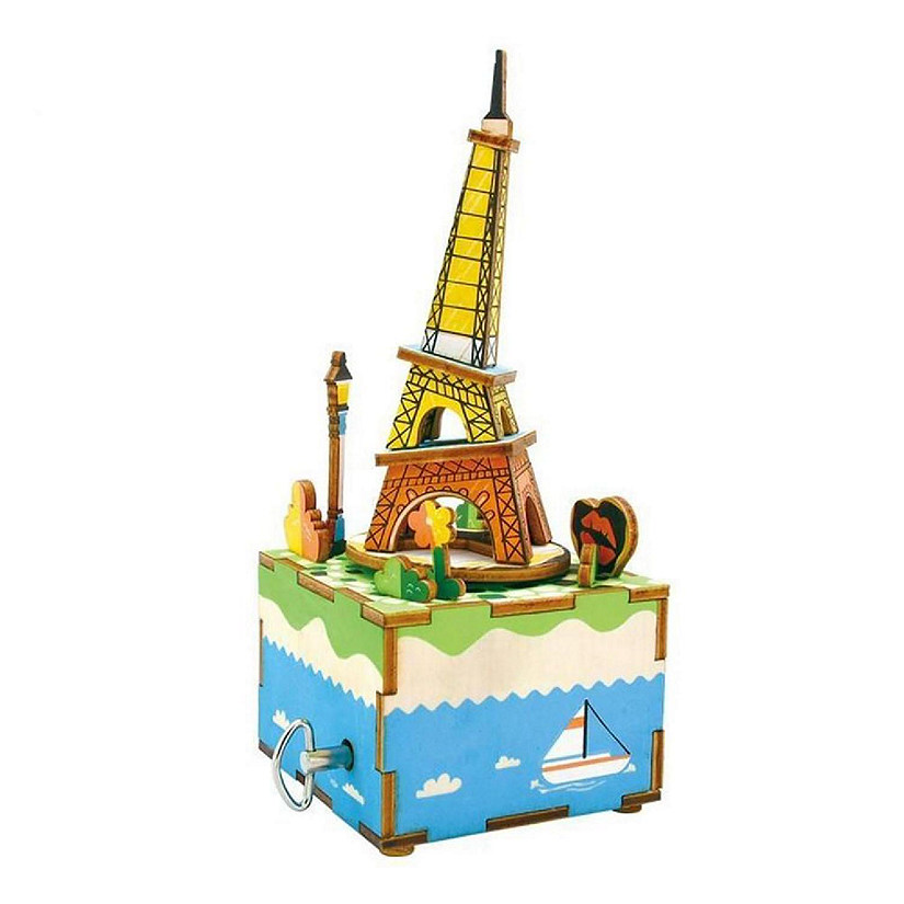 HandsCraft DIY 3D Wood Puzzle Music Box: Romantic Eiffel - 41 Pieces Image