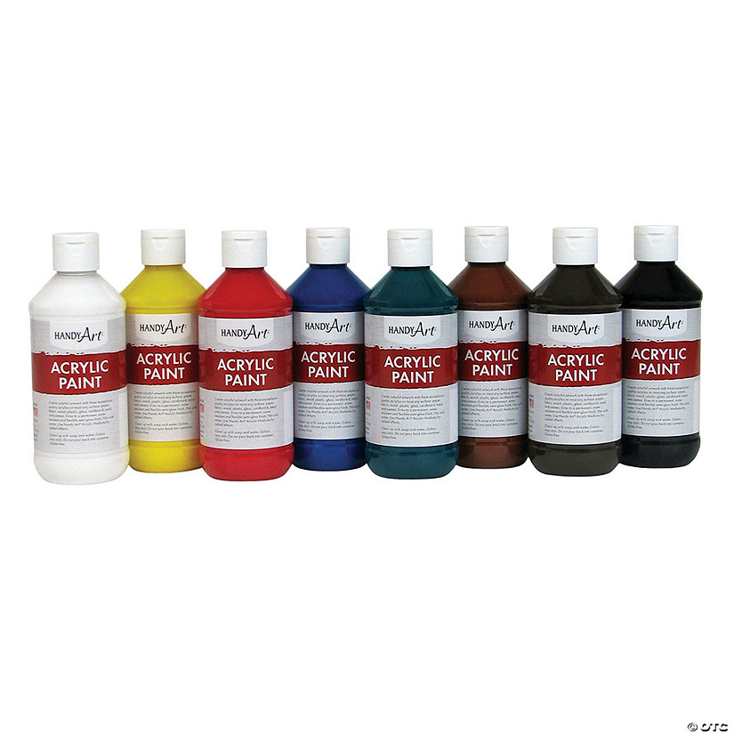 Handy Art Acrylic Paint, 8 oz., Primary 8-Color Set Image