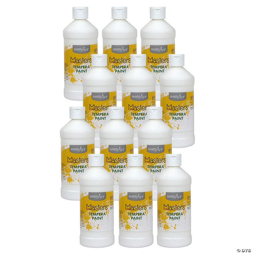 Handy Art Little Masters Tempera Paint, White, 16 oz., Pack of 12 Image