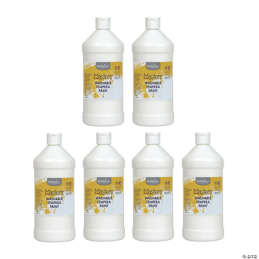 Handy Art&#174; Little Masters&#8482; Washable Tempera Paint, 32 oz, White, Pack of 6 Image