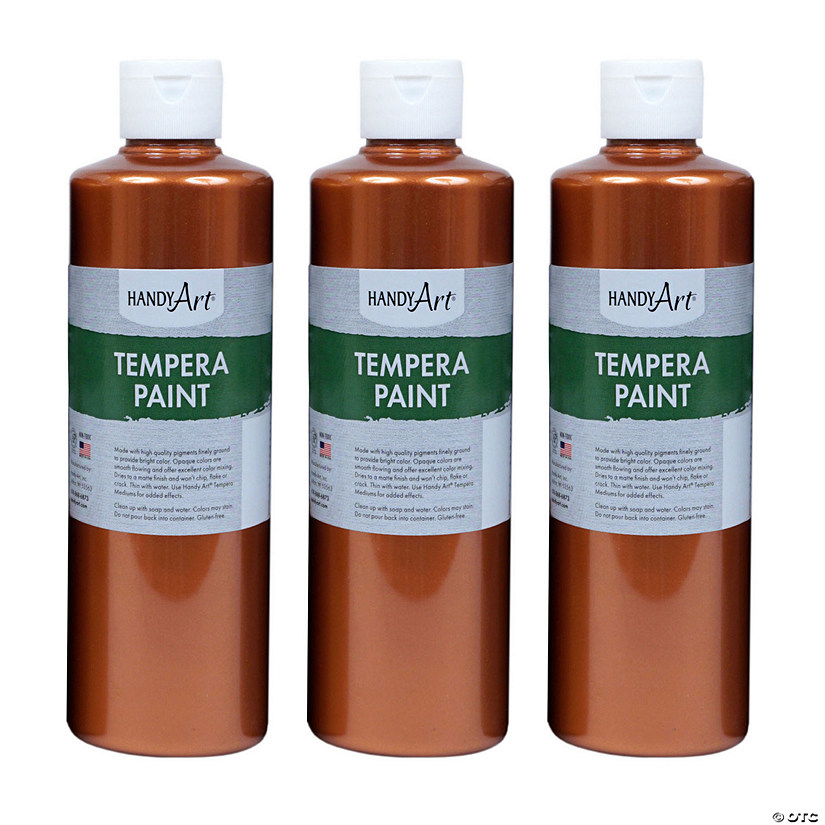 Handy Art Metallic Tempera Paint, 16 oz., Copper, Pack of 3 Image
