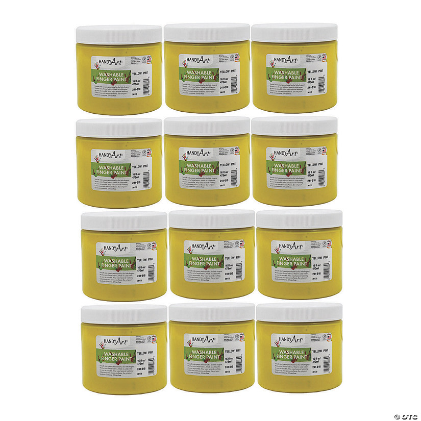 Handy Art&#174; Washable Finger Paint, 16 oz, Yellow, Pack of 12 Image