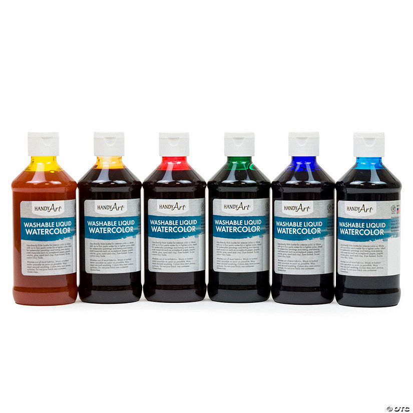 Handy Art Washable Liquid Watercolors, 8 oz., Primary Colors, Set of 6 Image