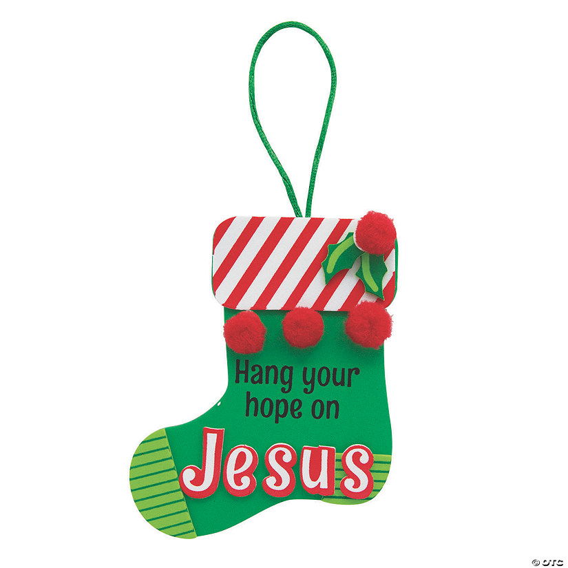 Hang Your Hope on Jesus Stocking Ornament Craft Kit - Makes 12 Image