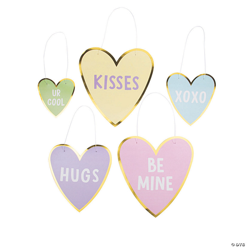 Hanging Valentine Conversation Heart Cutouts - 5 Pc. Image