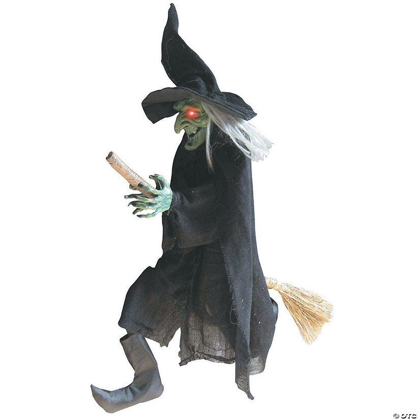 Hanging Witch On A Broom Halloween Decoration Image