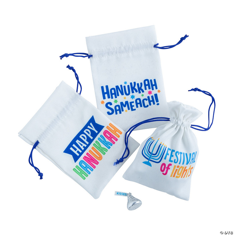 Hanukkah Canvas Treat Bags - 12 Pc. Image
