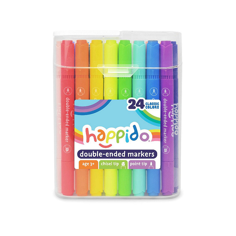 Ooly Pastel Hues Dual Tip Markers - Set of 12 Water Based Colored Markers,  Chisel Tip and Point Tip on each Marker for Kids, Double Ended Markers for