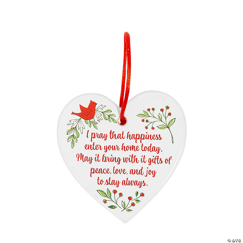 Happiness Prayer Ceramic Christmas Ornaments - 12 Pc. | Oriental Trading