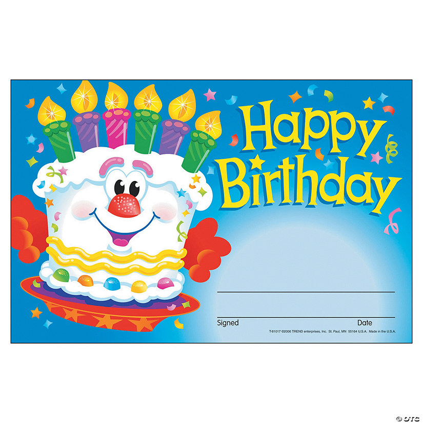 Happy Birthday Cake Award Certificates - 30 Pc. Image