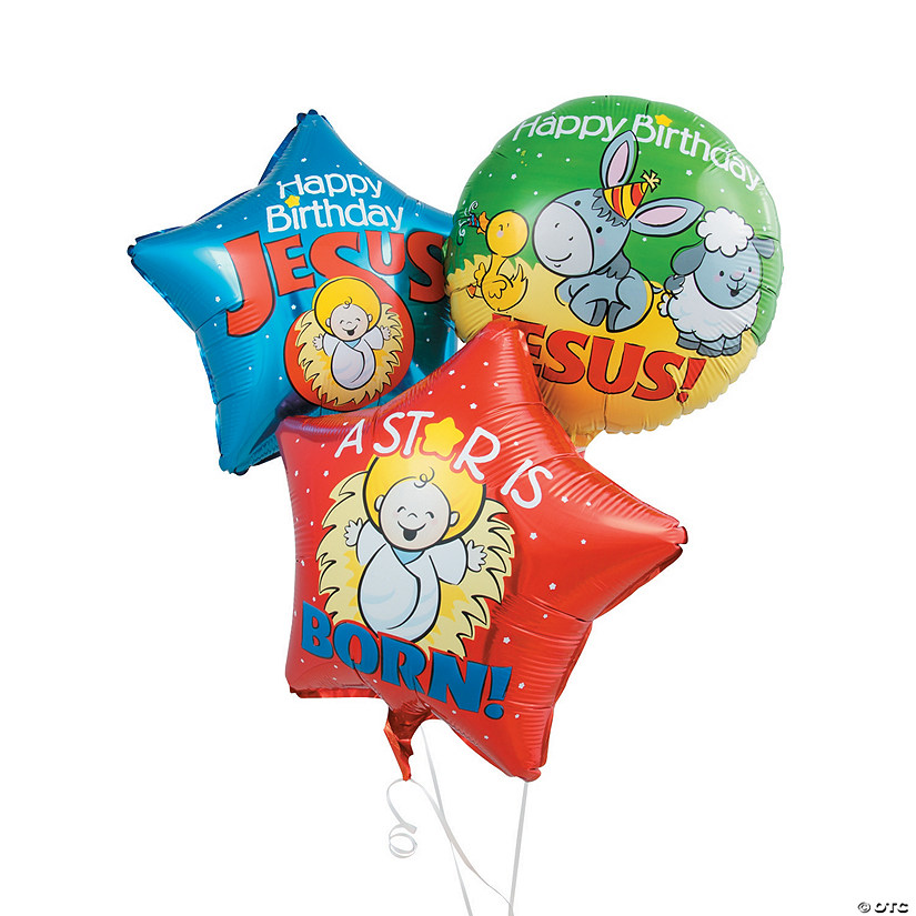 Happy Birthday Jesus 18" Mylar Balloons - 3 Pc. Image