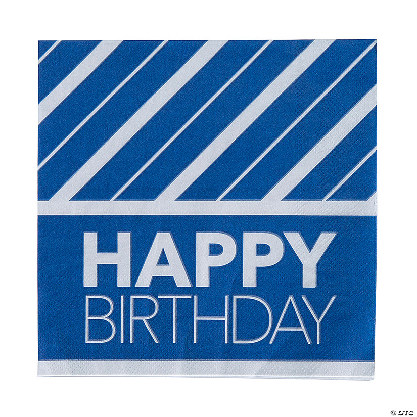 Happy Birthday Party Blue & Silver Luncheon Napkins - 16 Ct. Image