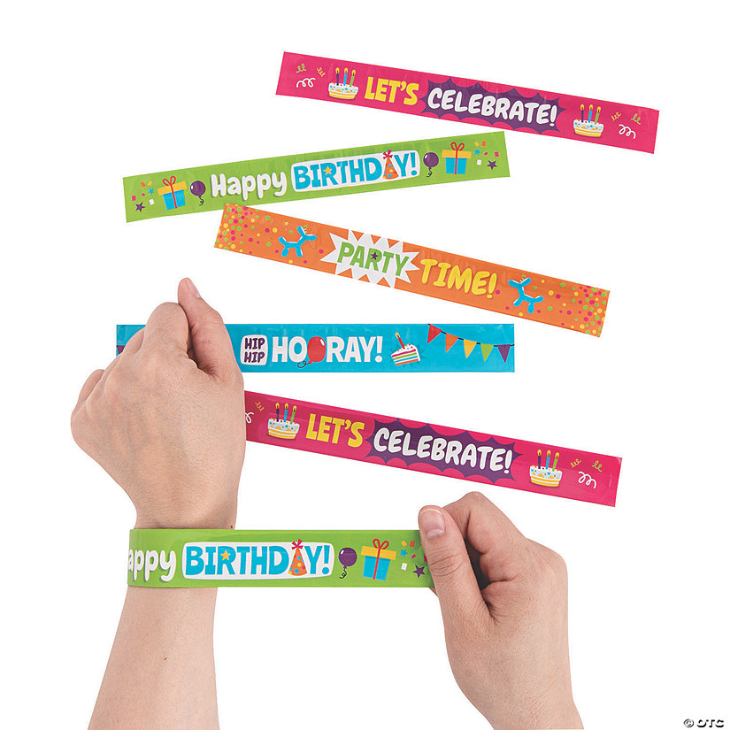 Happy Birthday Slap Bracelets - 12 Pc. Image