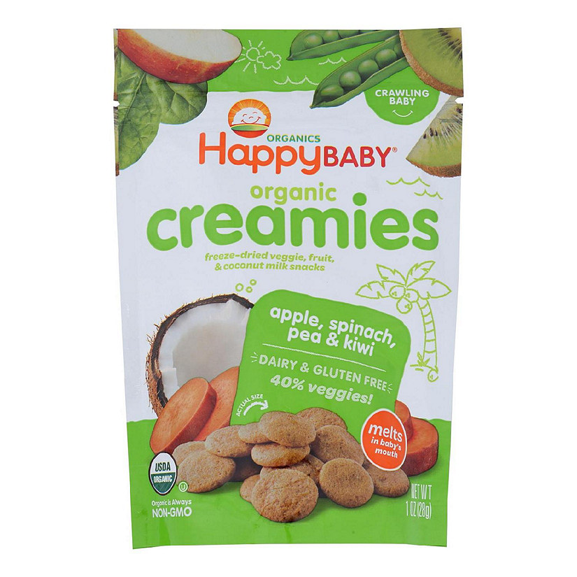 Happy Creamies Organic Snacks - Apple Spinach Pea Kiwi - Case of 8 - 1 oz Image