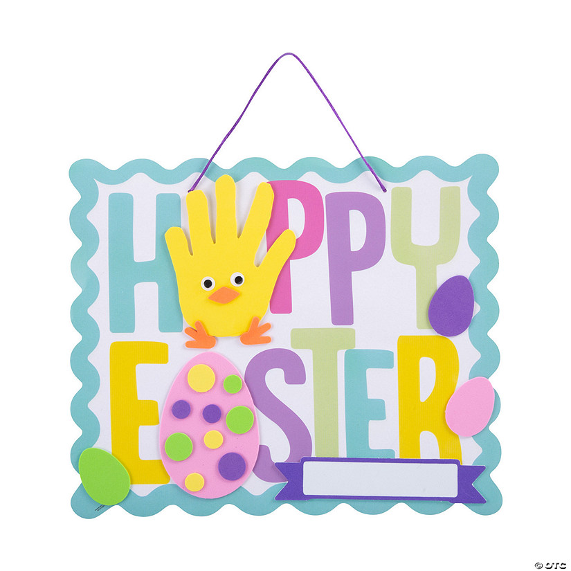 Happy Easter Handprint Sign Craft Kit - Makes 6 Image