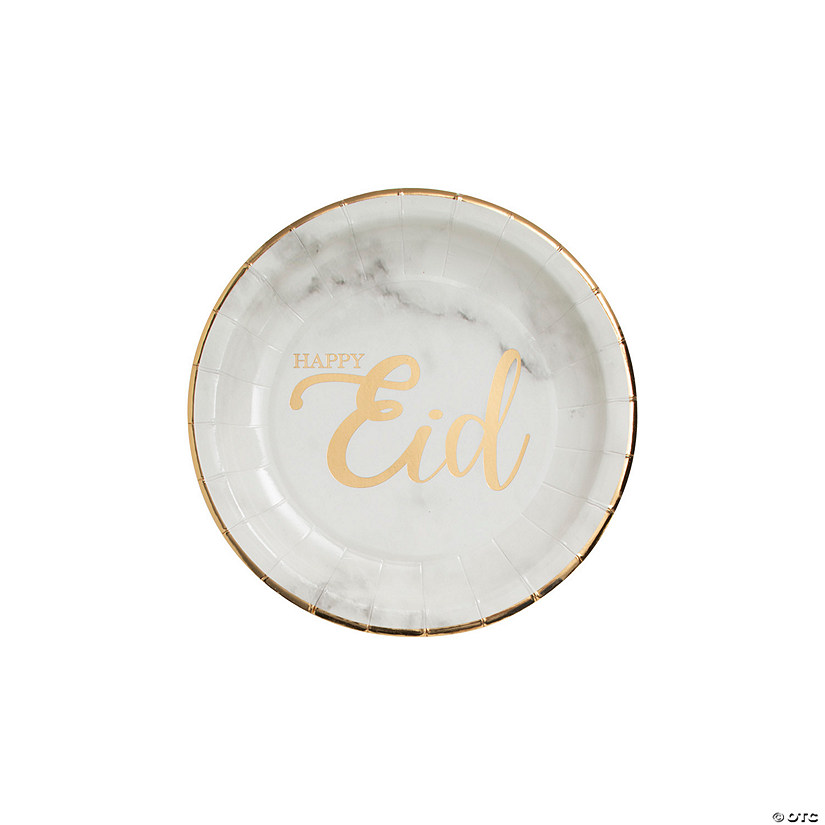 Happy Eid Marble Paper Dessert Plates - 8 Ct. Image