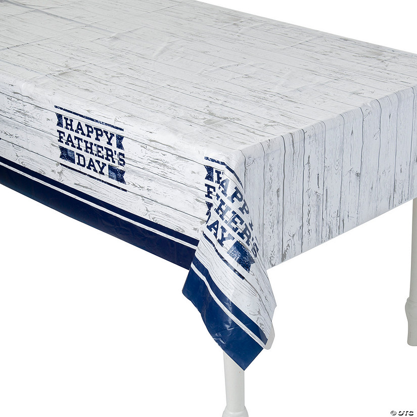 Happy Father's Day Plastic Tablecloth - 108" X 54" Disposable Party Table Cover