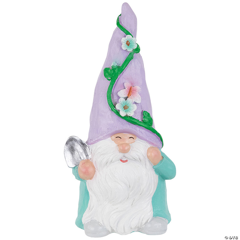 Happy Gardening Gnome with Shovel Outdoor Garden Statue - 8" Image