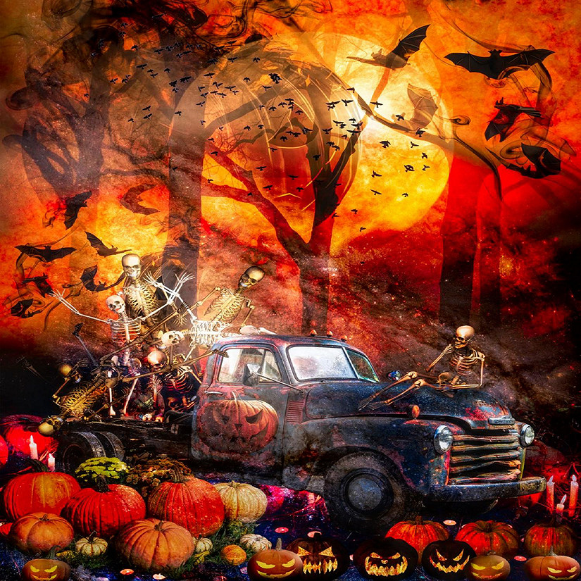 Happy Halloween Moon Panel Cotton Fabric 35 x44  by David Textiles Image