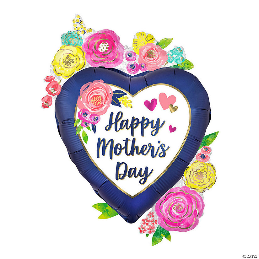Happy Mother&#8217;s Day Floral Heart 34" Mylar Balloon Image