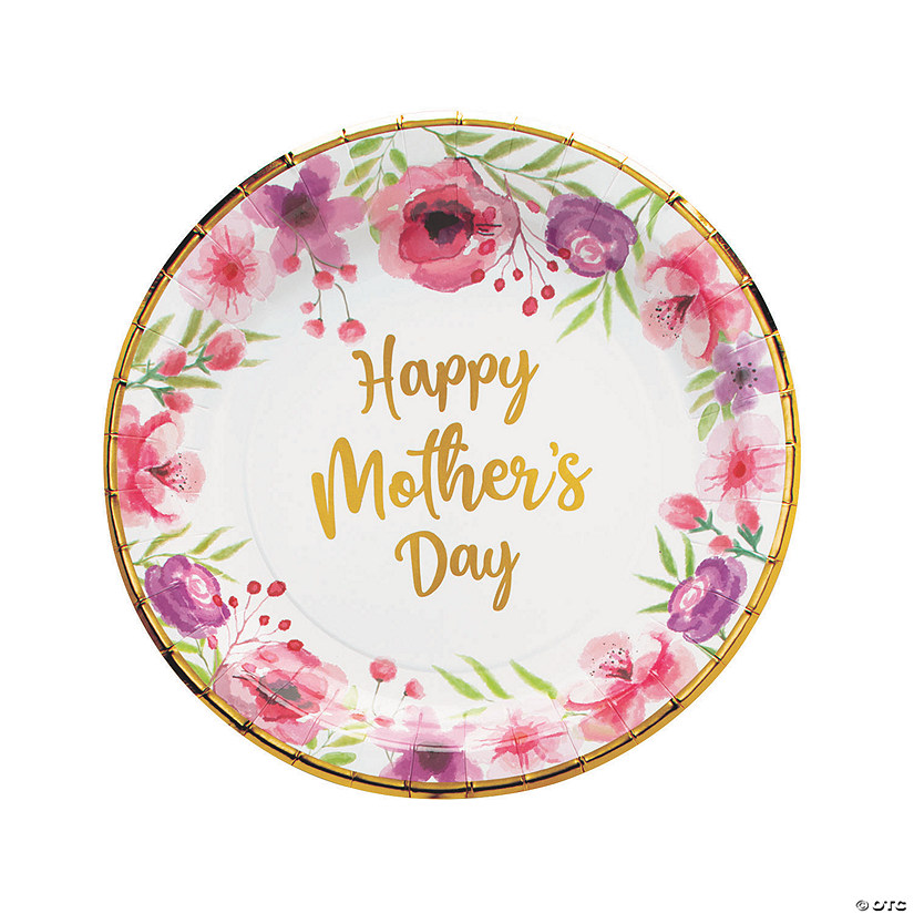 Happy Mother&#8217;s Day Floral Paper Dinner Plates - 8 Ct. Image