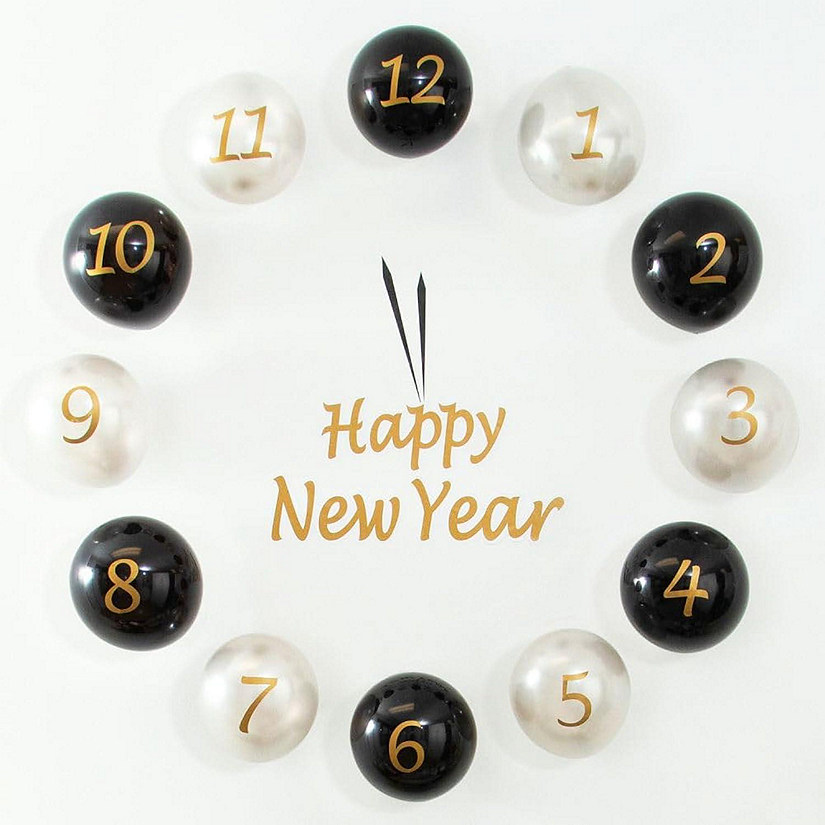 Happy New Year Balloon Clock Decoration Kit, 16 Per Pack Image