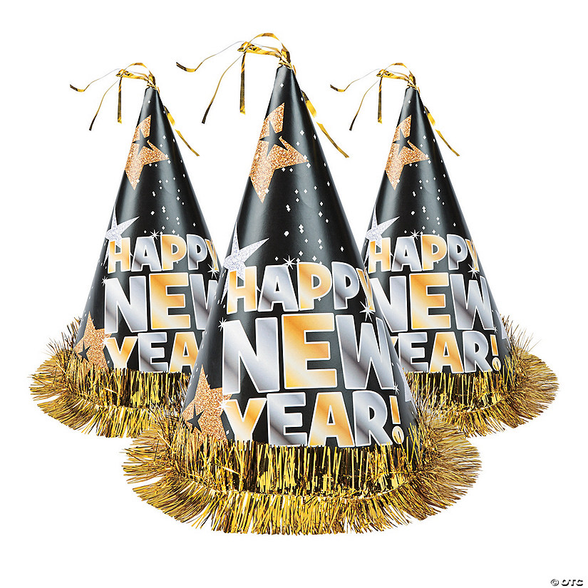 Happy New Year Cone Hats - 12 Pc. Image