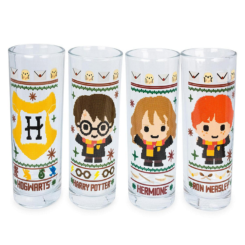 Harry Potter Chibi Christmas Sweater 10-Ounce Tumbler Glasses  Set of 4 Image